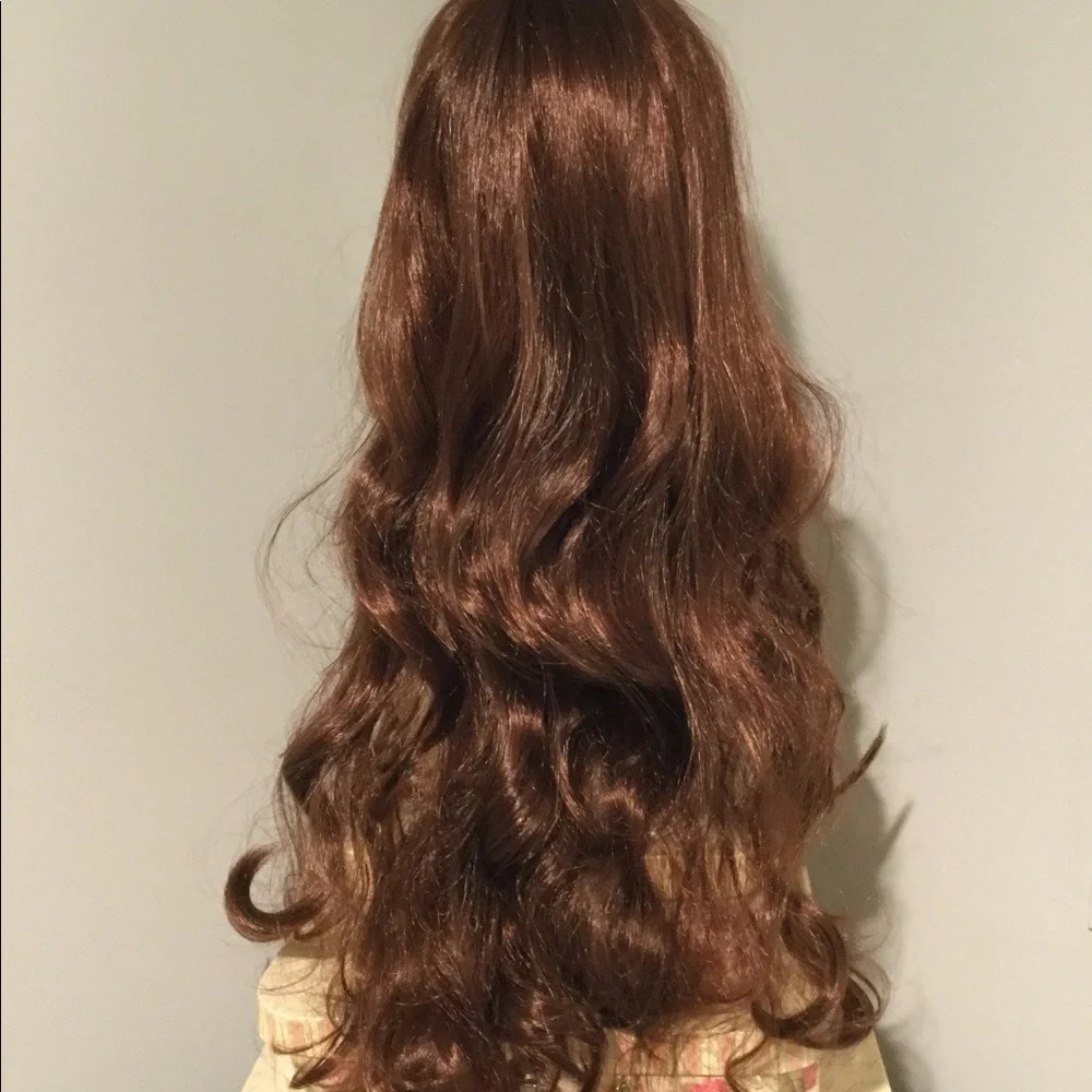 NWOT Gorgeous Auburn Reddish Brown Red Long Curly Wig Hair Extension Y2K